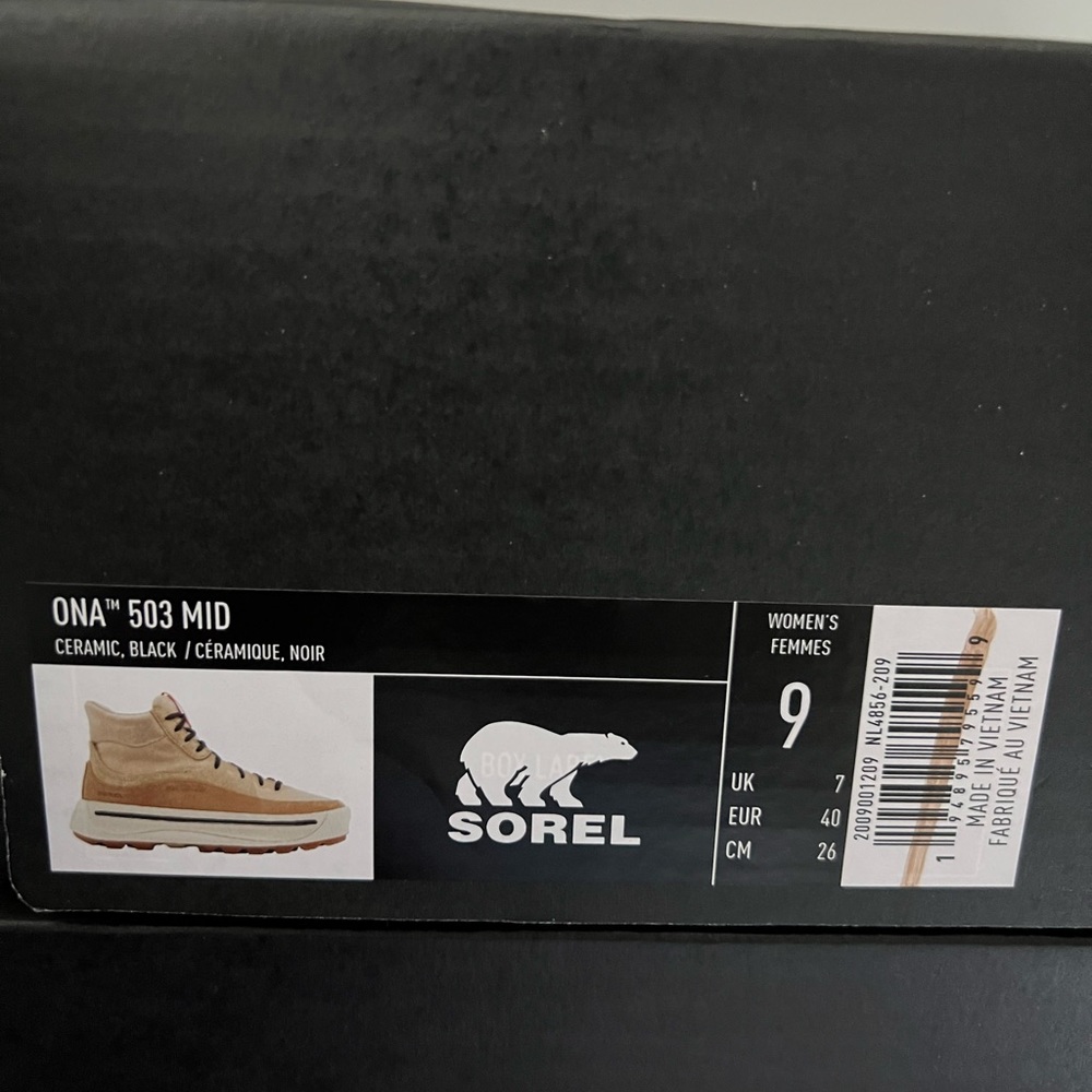🌟LAST ONE! SOREL WOMENS ONA 503 MID HIGH TOP SNEAKER - TAN SIZE 9 - Picture 14 of 15